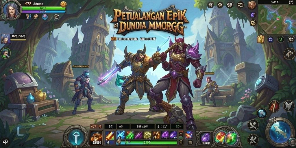 Tampilan gameplay menarik dari 47F MMORPG di dunia fantasi.