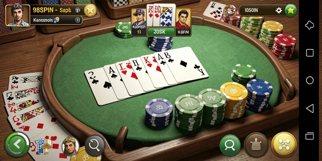 Tampilan gameplay seru dalam permainan Gaple 98SPIN.