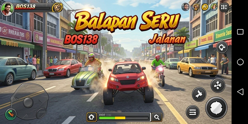 Tampilan menarik dari gameplay balap di BOS138.