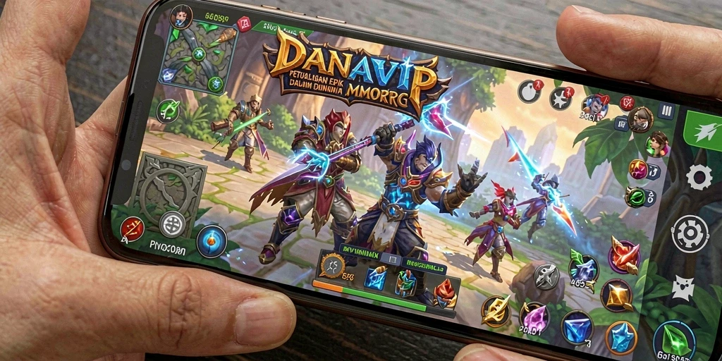 Tampilan aksi seru dalam game MMORPG DANAVIP dengan grafis menawan.