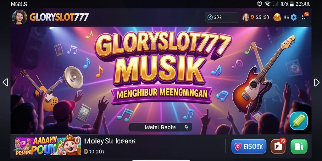 Screenshot tampilan gameplay GLORYSLOT777 dengan musik yang menghibur.