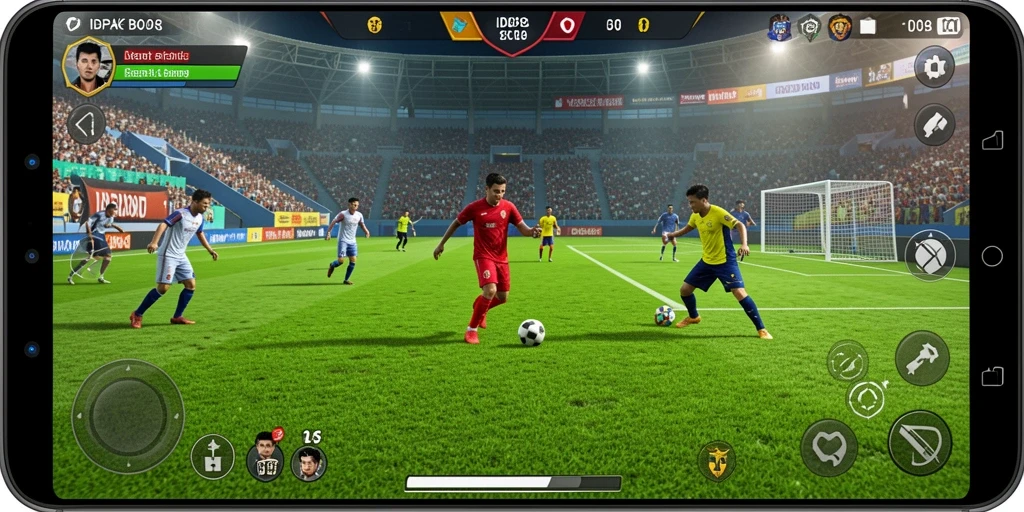 Tampilan gameplay ID098 menampilkan keseruan sepak bola yang nyata.