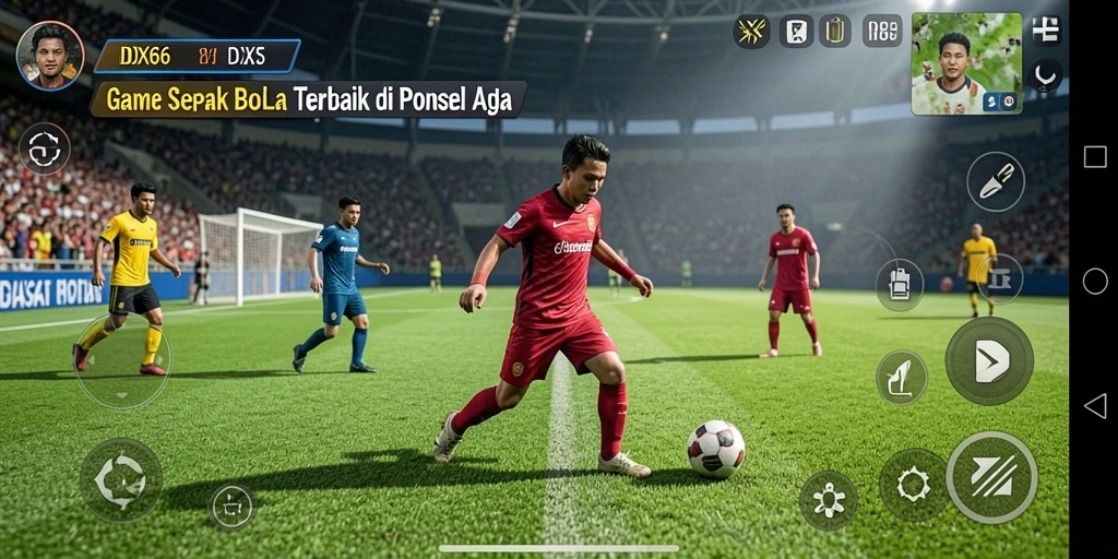 Tampilan gameplay menarik dari IDX66 dalam aksi sepak bola.