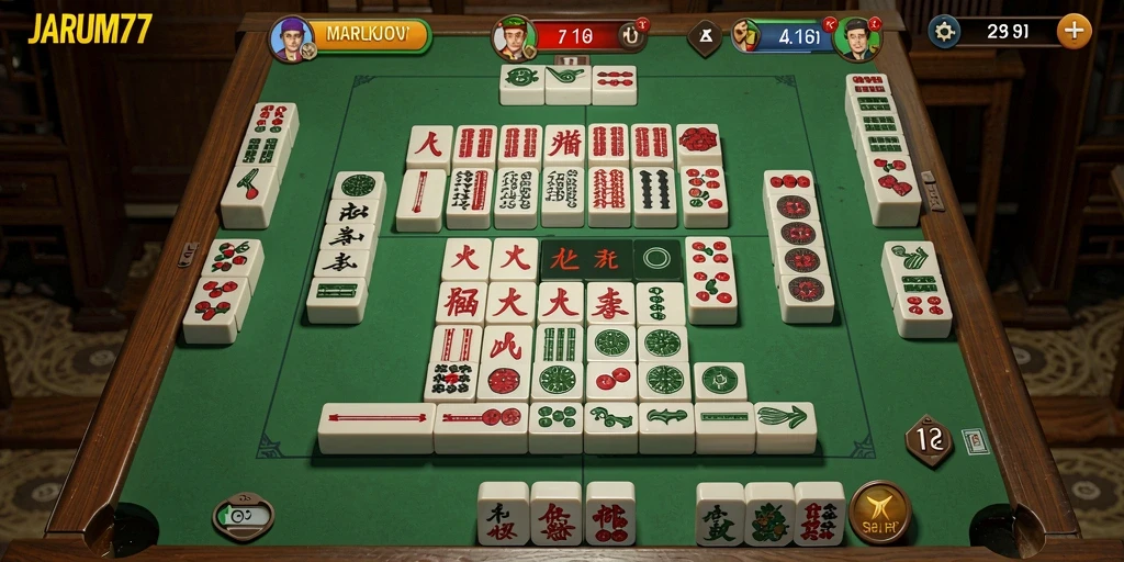 Tampilan menarik dari gameplay Mahjong di JARUM77.