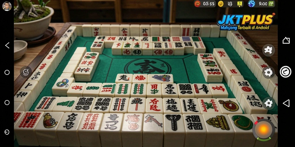 Tampilan gameplay menarik dari JKTPLUS dengan nuansa Mahjong.