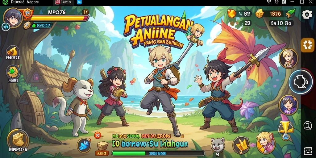 Tampilan gameplay MPO76 yang memukau dengan karakter anime yang dinamis.