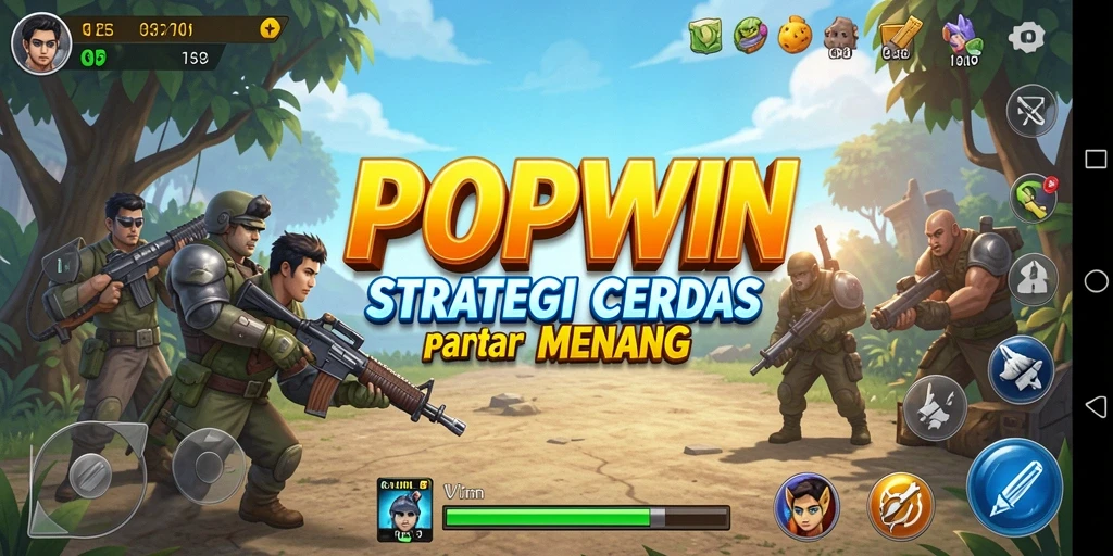 Screenshot utama POPWIN menunjukkan strategi mendalam dan gameplay yang menegangkan.