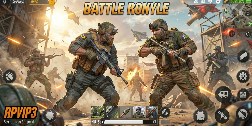 Tampilan gameplay RPVIP3 yang mendebarkan dalam pertempuran Battle Royale.