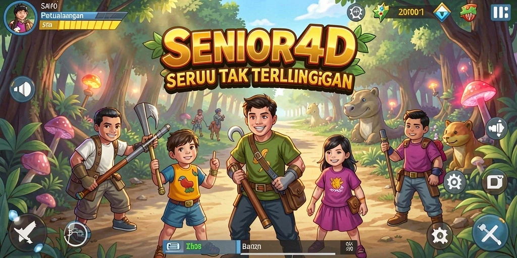 Screenshot gameplay SENIOR4D menampilkan petualangan yang mendebarkan dan indah.