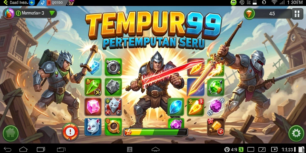 Tampilkan gameplay seru TEMPUR99 dengan kombinasi Match-3 yang menanti.